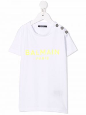 Trykt t-skjorte for jenter Balmain Kids hvit