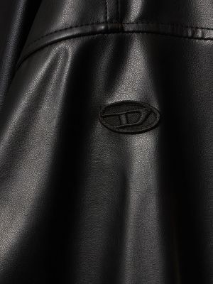 Mākslīgas ādas ādas jaka ar kapuci Diesel melns