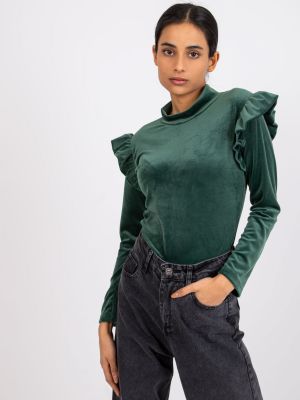 Bluză cu volane Fashionhunters verde