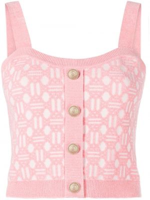 Crop top i stickad i jacquard Maje rosa