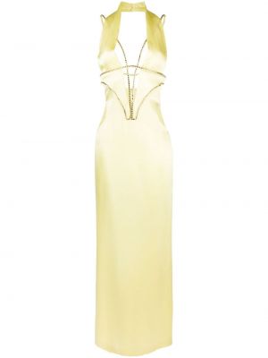 Вечерна рокля с кристали Genny жълто