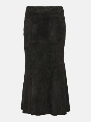 Semišové midi sukně Stouls černé