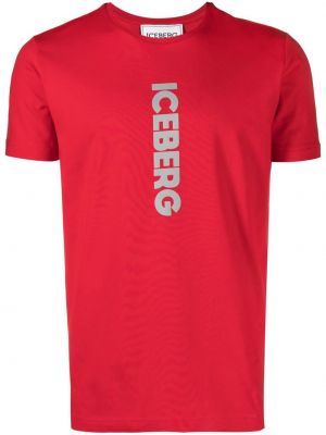 Памучна тениска с принт Iceberg червено