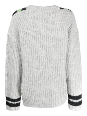 Pullover mit stickerei mit v-ausschnitt Erl grau