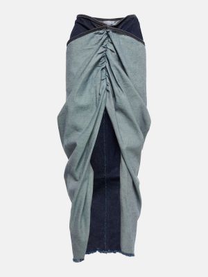 Drapovaný džínsová sukňa Alaã¯a modrá