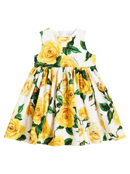 Floral bomull dress for jenter Dolce&gabbana Kids gul