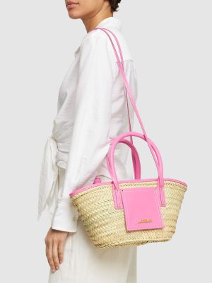 Bolsa de playa de cuero Jacquemus rosa