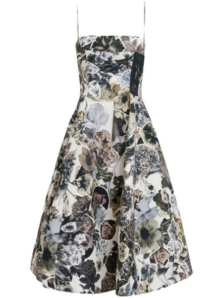 Midi haljina s cvjetnim printom s printom Marni bijela