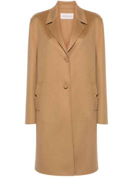 Plstěný kabát Valentino Garavani hnedá