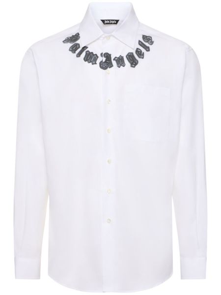 Camicia di cotone Palm Angels bianco