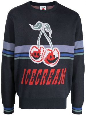 Hanorac tricotate cu imagine Icecream albastru