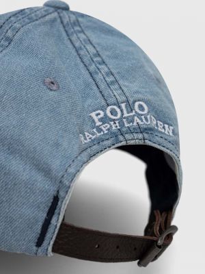 Bavlněná kšiltovka s aplikacemi Polo Ralph Lauren modrá