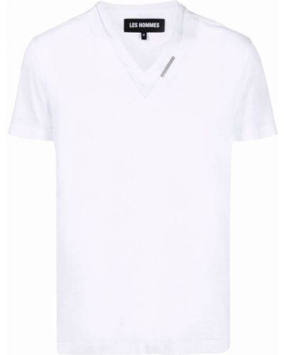 Camiseta con escote v Les Hommes blanco