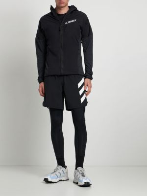 Csíkos leggings Adidas Performance fekete