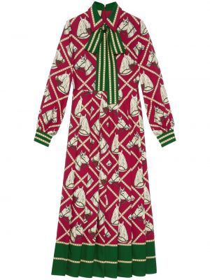 Μάλλινη φόρεμα σε στυλ πουκάμισο με σχέδιο Gucci