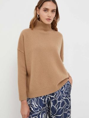 Sweter wełniany Weekend Max Mara brązowy