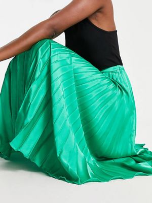 Атласная юбка миди Asos зеленая