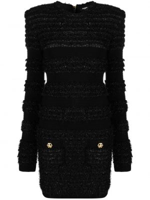 Sukienka mini tweedowa Balmain czarna