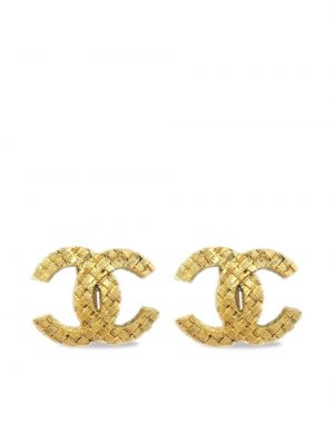 Prošívané náušnice Chanel Pre-owned zlaté