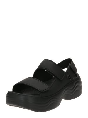 Sandále na platforme na suchý zips na podpätku na zips Crocs - čierna