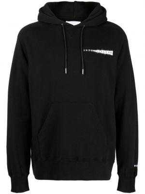 Pamučna hoodie s kapuljačom s printom Sacai crna