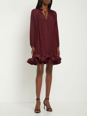 Plisované mini šaty s volánmi Lanvin vínová