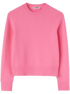 Μάλλινος πουλόβερ με στρογγυλή λαιμόκοψη Jil Sander ροζ