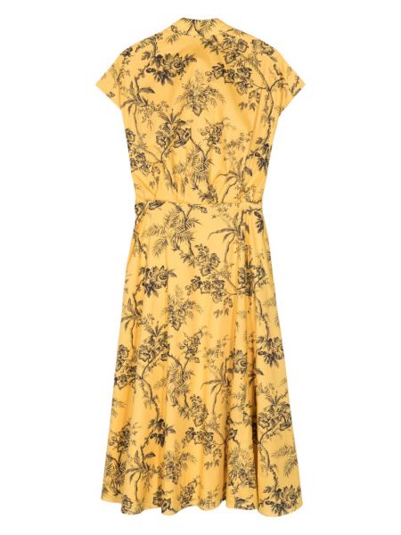Sukienka bawełniana w kwiatki z nadrukiem Carolina Herrera żółta