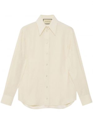 Жакардова копринена риза Gucci бяло