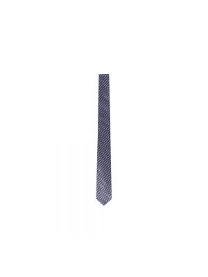 Jedwabny haftowany krawat Salvatore Ferragamo niebieski