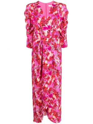 Midi obleka s cvetličnim vzorcem s potiskom Iro roza