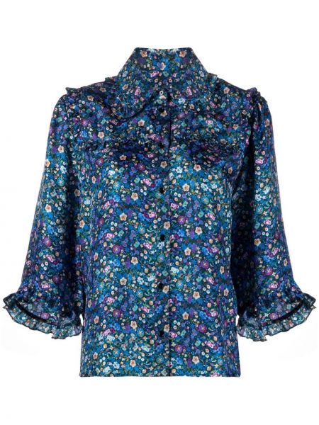 Блуза на цветя с принт Sandro синьо