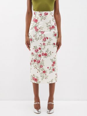 Атласная юбка-карандаш lorinda с цветочным принтом Emilia Wickstead белый
