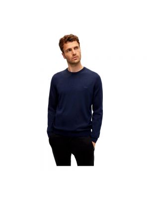 Jersey de lana de tela jersey de cuello redondo Hugo Boss azul