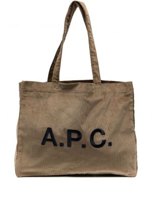 Nakupovalna torba iz rebrastega žameta A.p.c. rjava