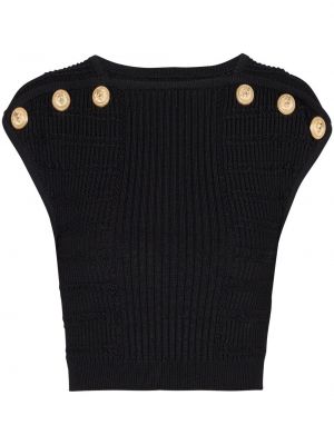 Top cu nasturi tricotate Balmain negru