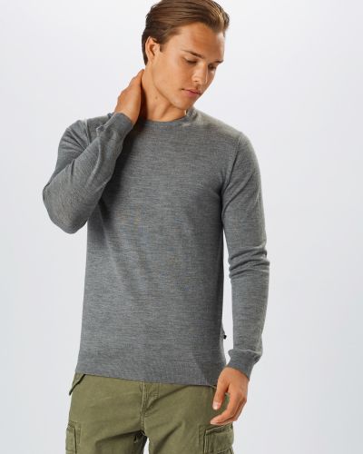 Меланжов пуловер от мерино вълна Matinique сиво