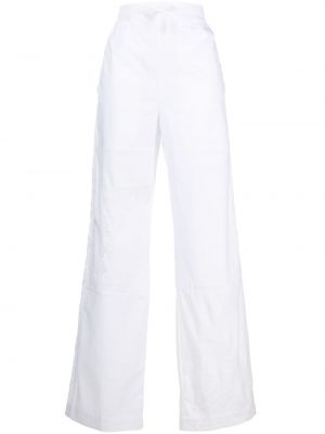 Bavlnené ľanové rovné nohavice Marine Serre biela