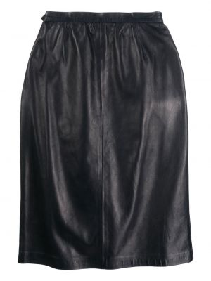 Kožená sukně Yves Saint Laurent Pre-owned modré