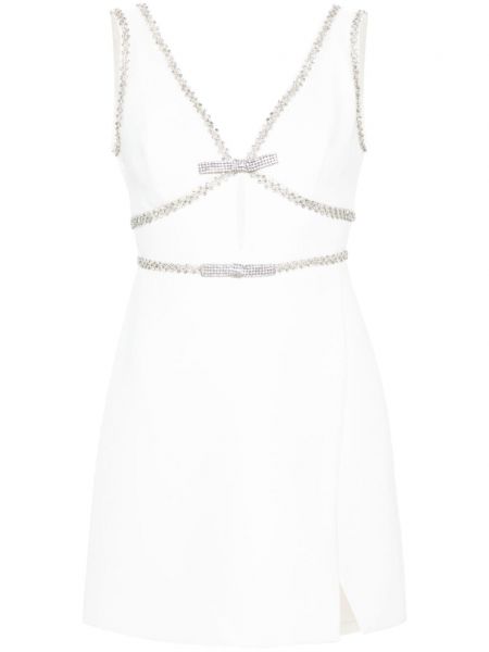 Sukienka mini z kryształkami Self-portrait biała