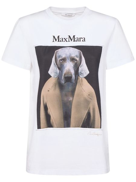 T-shirt med mönster i jersey Max Mara vit