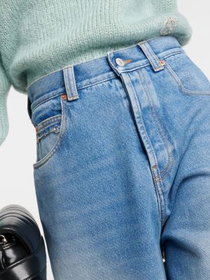 Voľné džínsy s vysokým pásom Gucci modrá