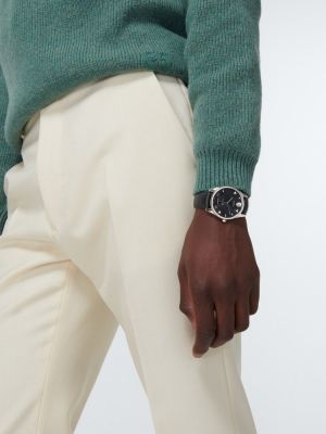 Kožené hodinky z nehrdzavejúcej ocele Gucci strieborná