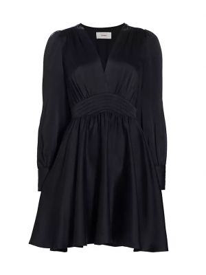Шелковое платье мини с длинным рукавом Xírena черное