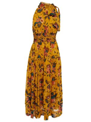 Květinové šifonové hedvábné midi šaty Ulla Johnson