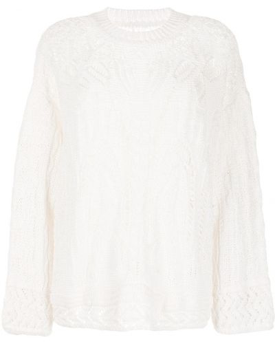 Bavlněné dlouhý svetr s výšivkou Mame Kurogouchi - bílá