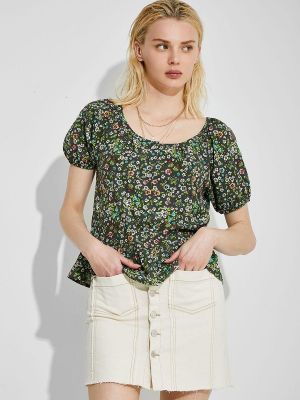 Blusa de flores con estampado manga corta Naelle verde