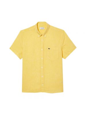 Lniana koszula Lacoste żółta