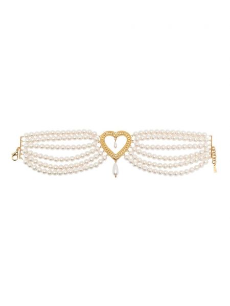 Obesek z perlami z vzorcem srca Moschino