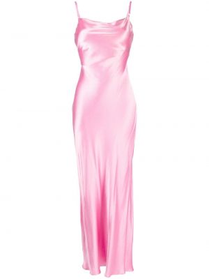 Satynowa sukienka długa Bec + Bridge różowa